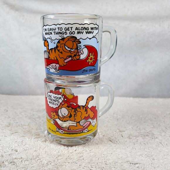 Vintage Anchor Hocking X McDonalds X Garfield 1978 Two Coffee Mugs Jim Davis USA - Picture 14 of 15